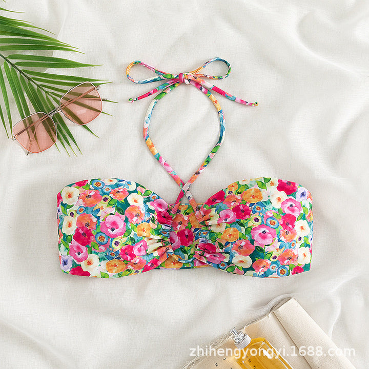 Damen Bandeau-Bikini mit verspieltem Blumendesign Drune
