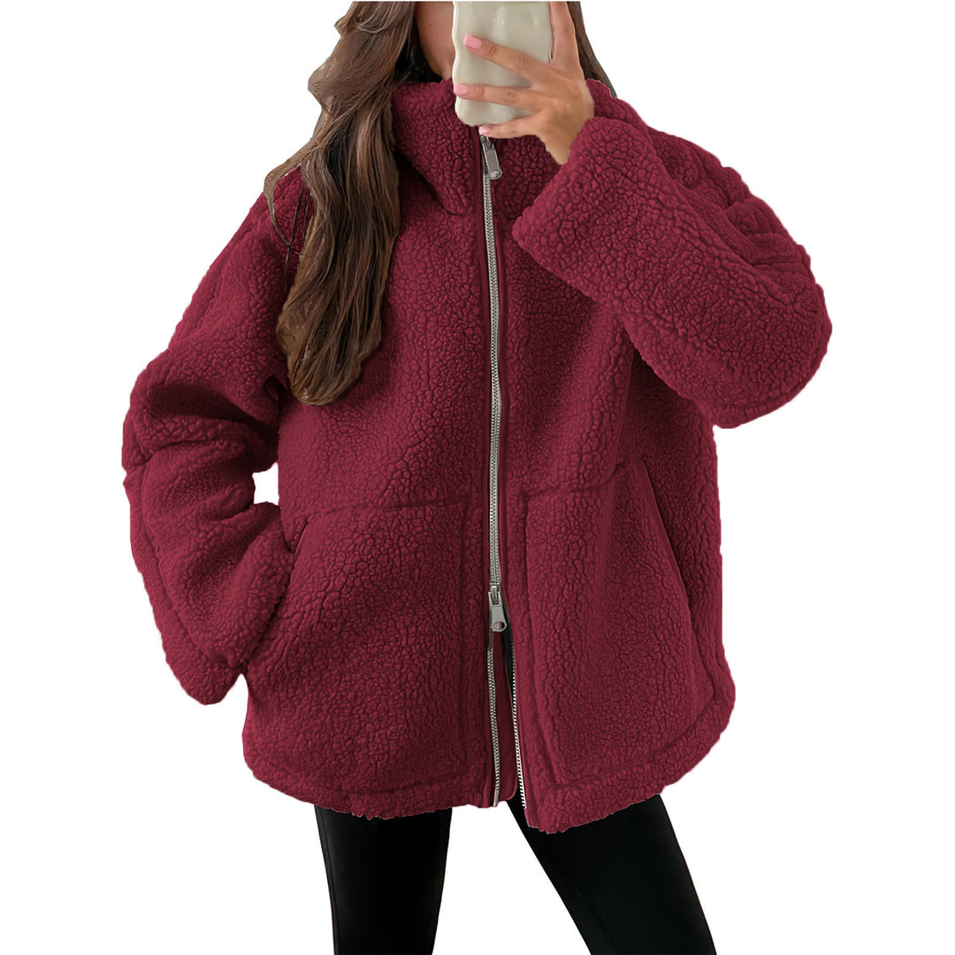 Damen Kuschelige Teddy-Jacke mit Reißverschluss Drune