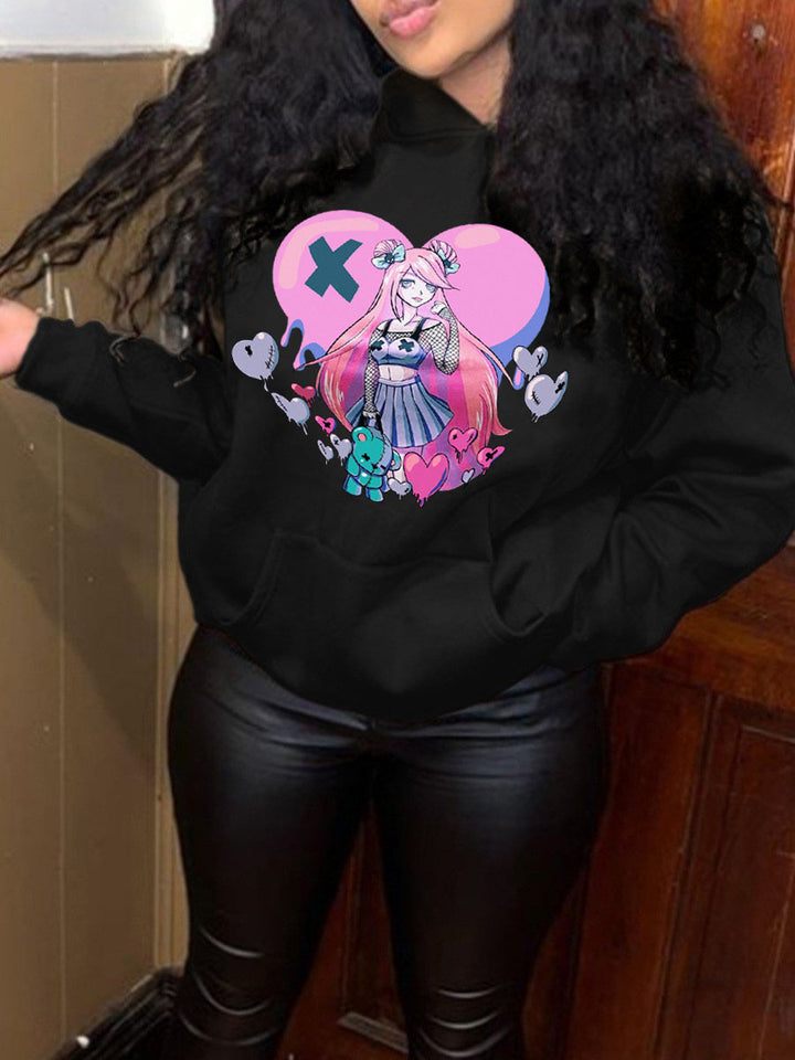 Damen Hoodie mit grafischem Druck Drune
