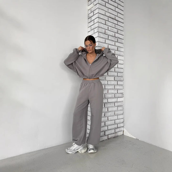 Damen lässiger und modischer Hoodie-Set mit weiten Ärmeln von Drune