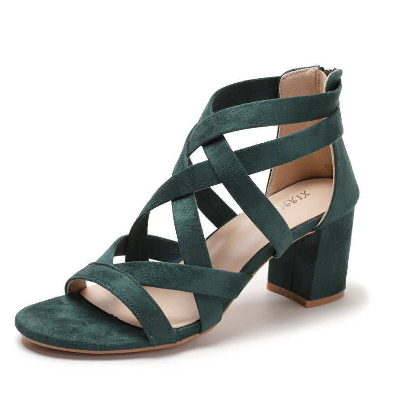 Damen Sandalen mit stylischem Kreuzriemen und komfortablem Blockabsatz Drune