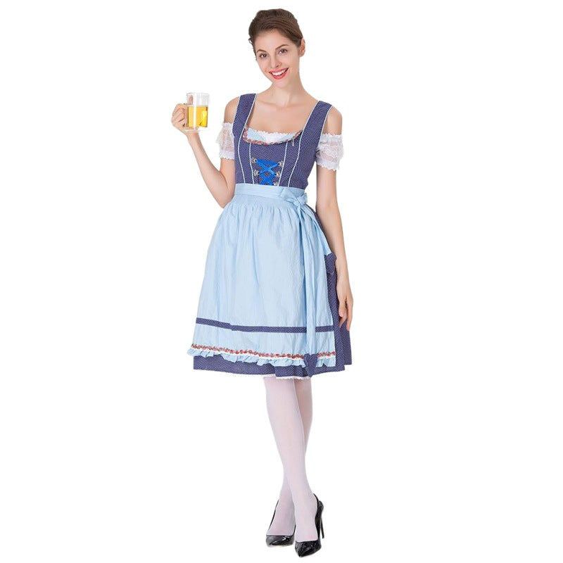 Damen nan traditionelles Dirndl mit Schnürcorsage, knielangem Tellerrock und Schürze Drune