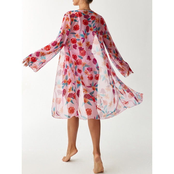 Damen Strandüberwurf mit floralem Design und hohem Schnitt Drune