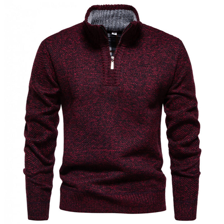 Herren Strickpullover mit halbem Reißverschluss und modischem Strukturdesign Drune