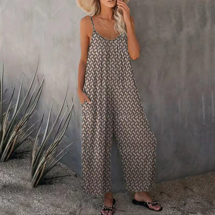 Damen Luftiger Sommeroverall mit breiten Beinen und praktischen Taschen Drune