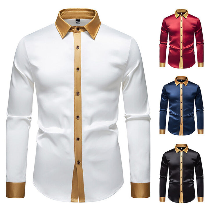 Herren elegantes Langarmhemd mit satinierte Akzenten Drune