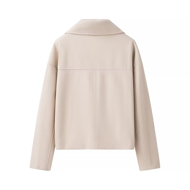 Damen gefütterte cropped Jacke mit doppeltem Knopfverschluss und weitem Revers Drune