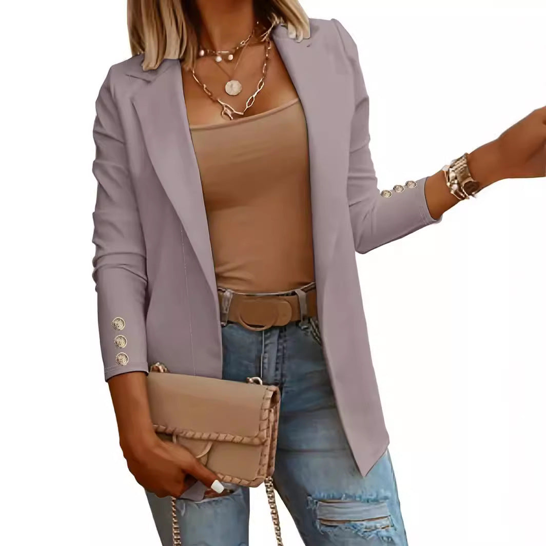 Damen Elegante Blazerjacke mit modischen Knopfdetails Drune