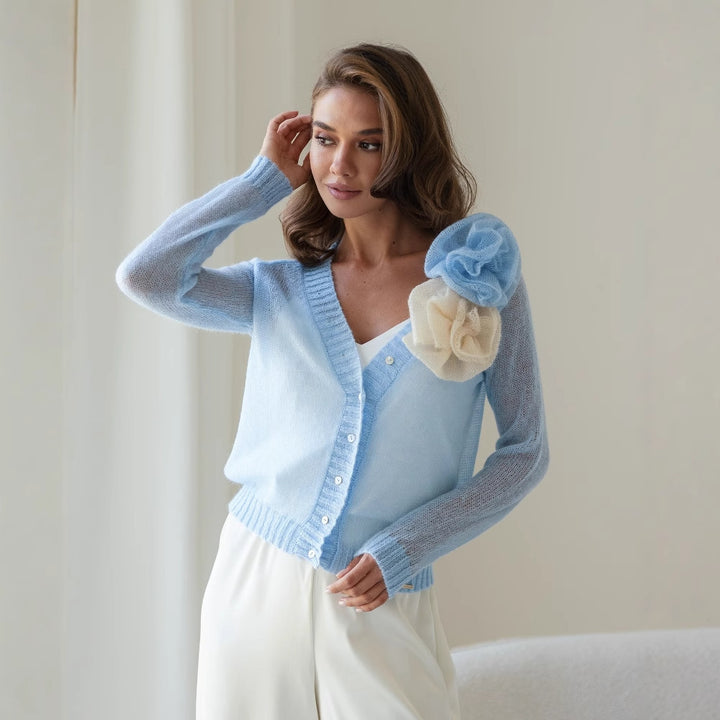 Damen Strickjacke mit tiefem V-Ausschnitt und praktischen Taschen Drune