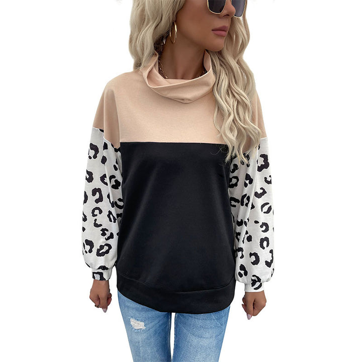 Damen modischer Sweatpullover mit animalischem Print und hohem Kragen Drune