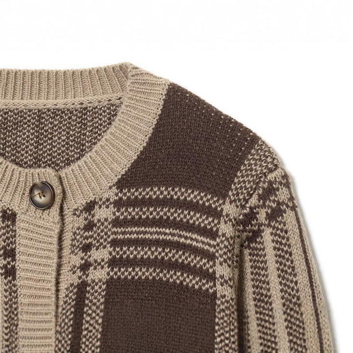 Damen gemütliche Karoknitted Cardigan Drune