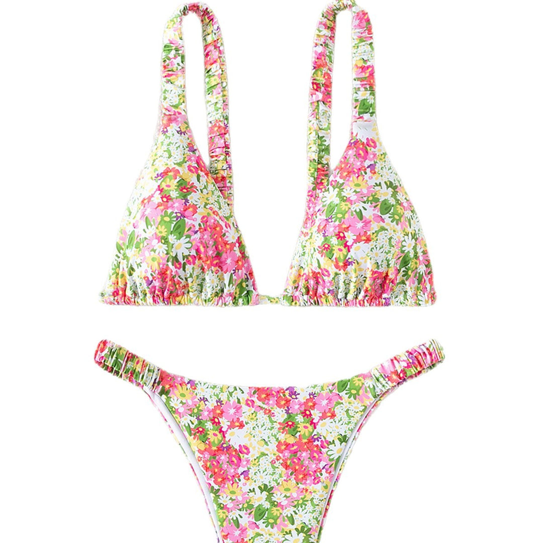 Damen Blütenmuster Triangel-Bikini Drune