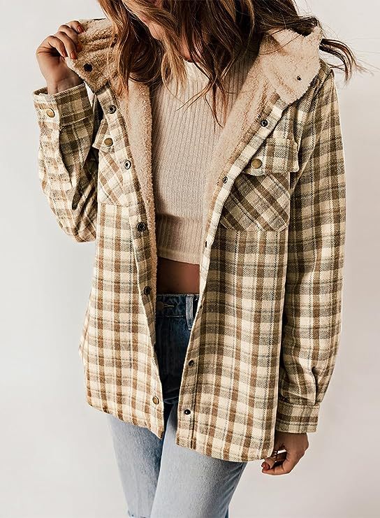 Damen Flanelljacke mit gefütterter Kapuze Drune