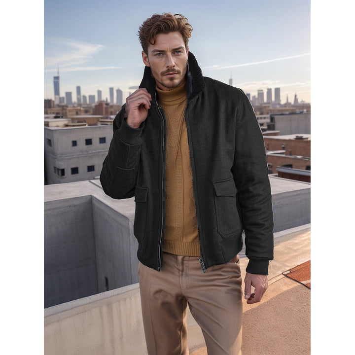 Herren Bomberjacke mit Fleece-Kragen und praktischen Taschen Drune