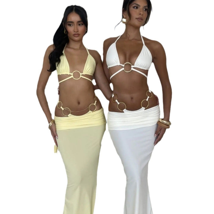 Damen Bikini-Set mit elegante Ringe und hohem Bund Drune