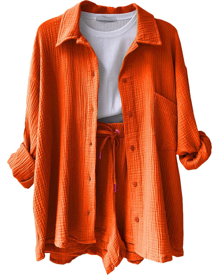 Damen luftige Baumwollbluse mit lockerer Passform Drune