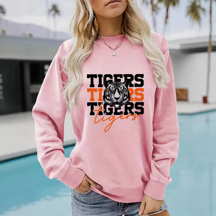 Damen Sweatshirt mit animalistischem Tiger-Design und lässigem Schnitt Drune