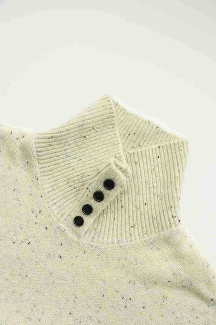 Damen modischer Rollkragenpullover mit Knopfdetails Drune