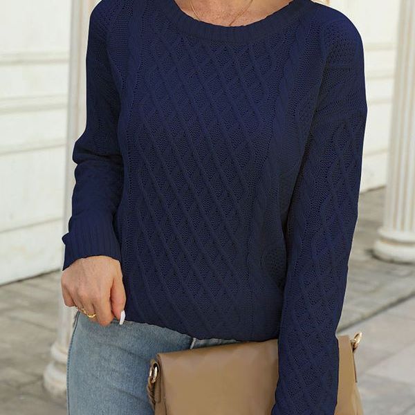 Damen Strickpullover mit auffälligem Rautenmuster Drune
