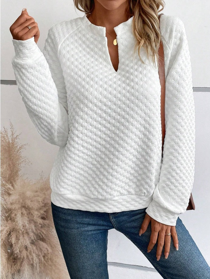 Damen Strickpullover mit strukturiertem Muster und modischem V-Ausschnitt Drune
