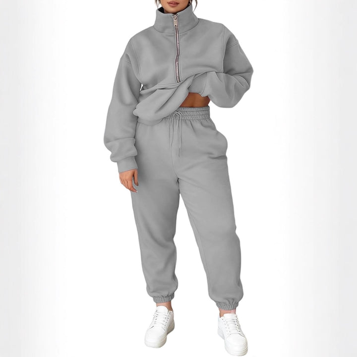 Damen kuscheliger Fleece-Pullover mit hohem Kragen und Reißverschluss Drune