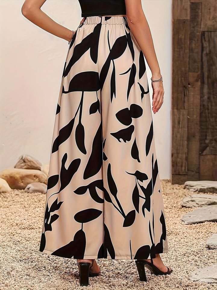 Damen Palazzo-Hose mit floralem Muster und weitem Schnitt Drune