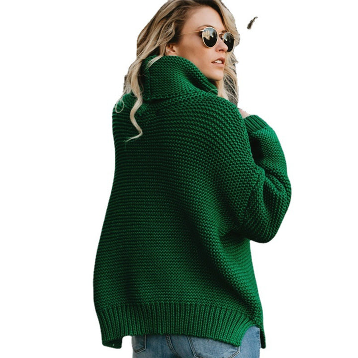 Damen Grobstrickpullover mit hohem Rollkragen und weiten Ärmeln Drune