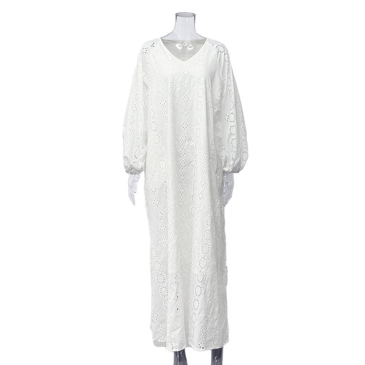 Damen Elegantes Luftiges Strandkleid mit Stickereidetails Drune