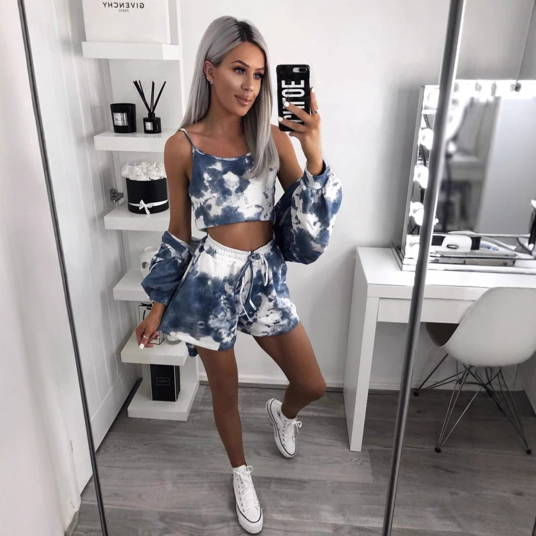 Damen Freizeit Set mit kurzem Oberteil und lässiger Shorts Drune