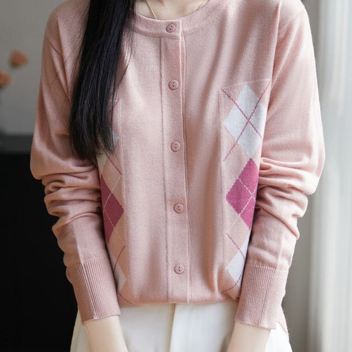 Damen Strickjacke mit Rautenmuster Drune