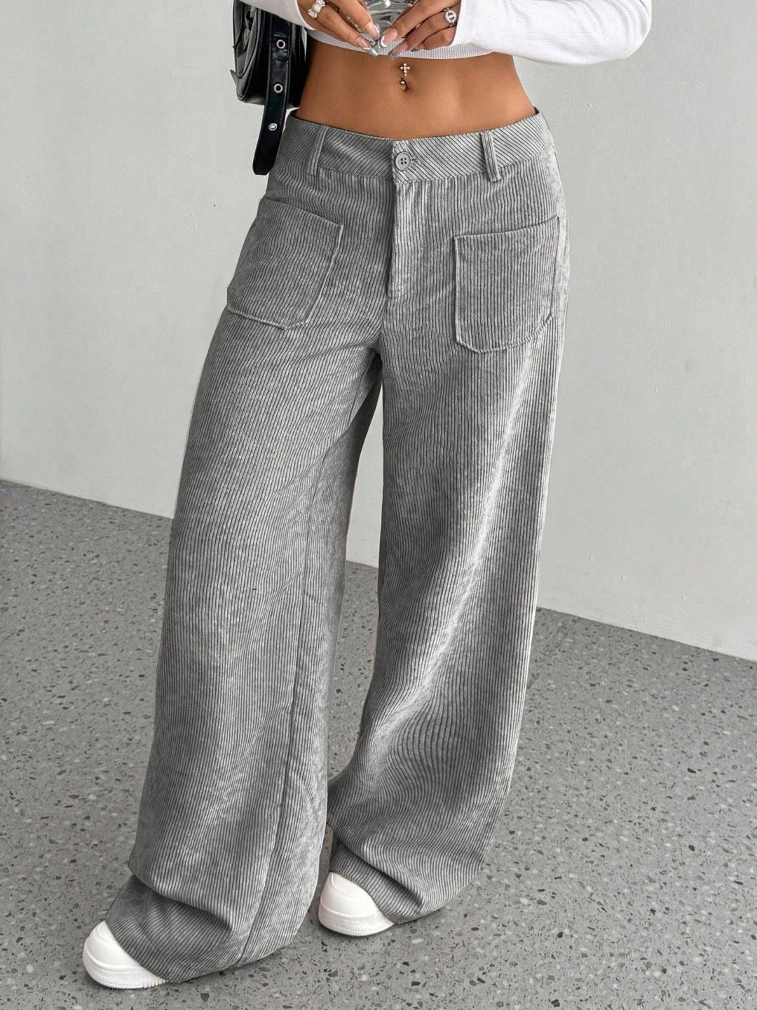 Damen weit geschnittene Cordhose mit praktischen Taschen Drune