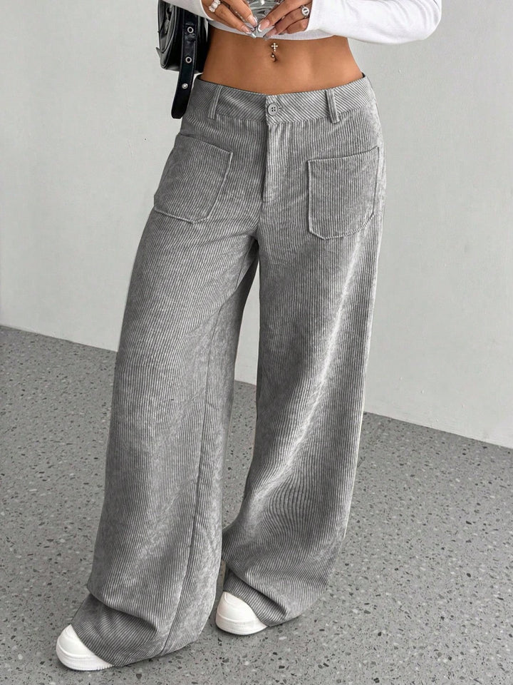 Damen weit geschnittene Cordhose mit praktischen Taschen Drune