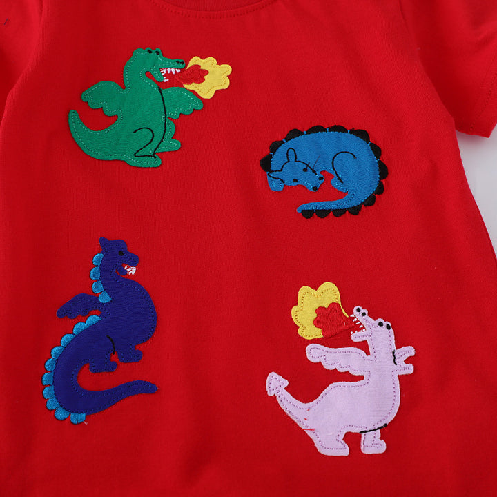 Jungen T-Shirt mit bunten Dinosaurierapplikationen Drune
