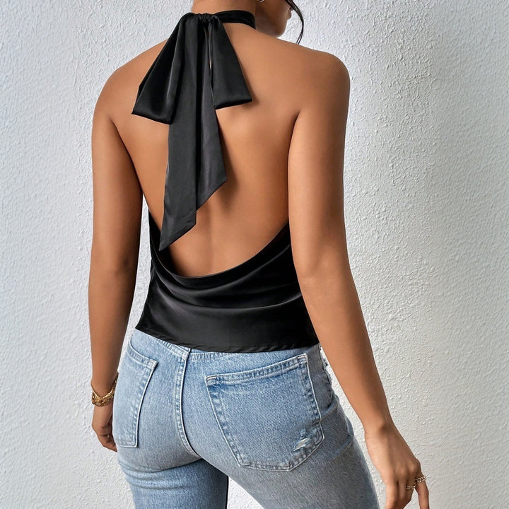Damen elegantes Haltertop mit seidigem Finish Drune