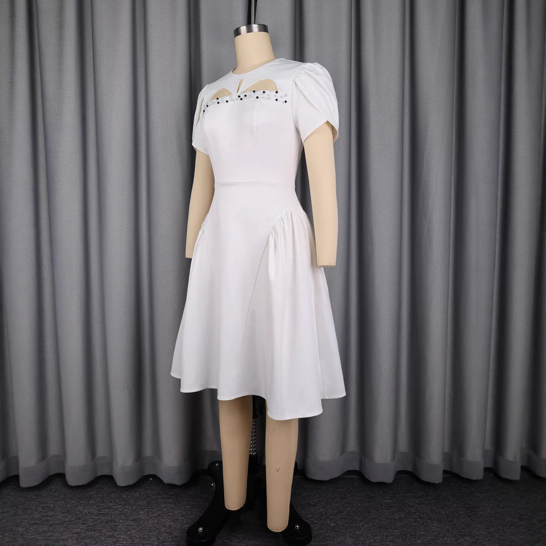 Damen Abendkleid mit voluminösen Puffärmeln und raffinierten Cut-Outs Drune