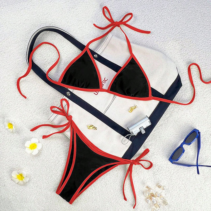 Damen Triangel-Bikini mit kontrastierenden Trägern Drune