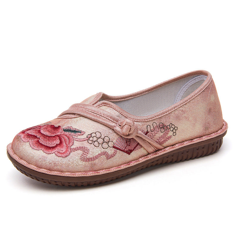 Damen nan bestickter leichter Ballerina-Slipper mit dekorativem Knotenriemen Drune