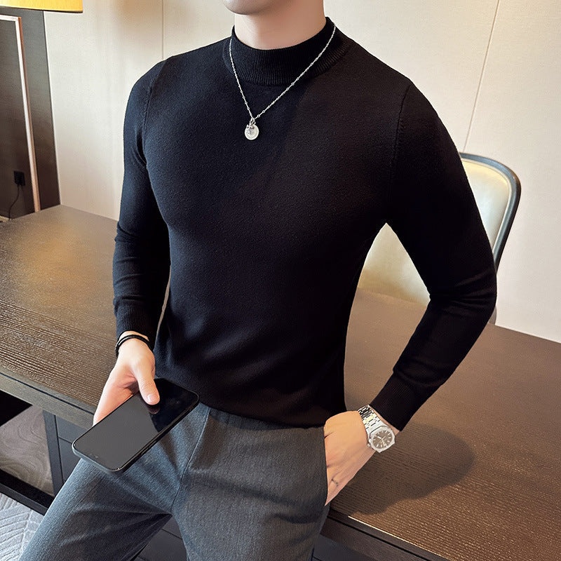 Herren modischer Pullover mit hohem Kragen und eleganter Passform Drune