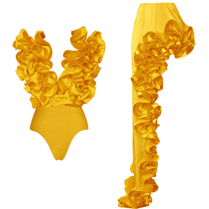 Damen auffälliges Badeanzug und Palazzo-Hose Set Drune