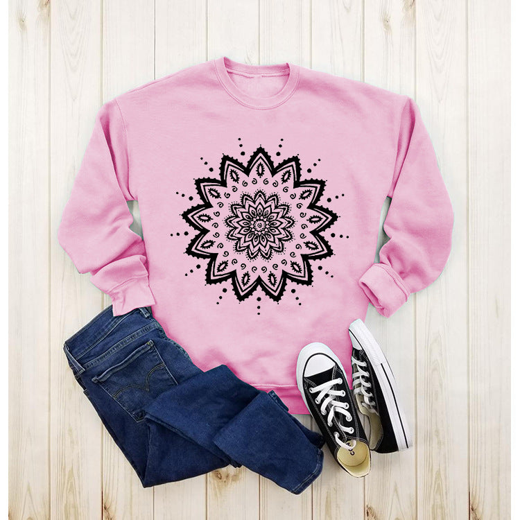 Damen Sweatshirt mit kreativem Mandala-Design und lässigem Schnitt Drune