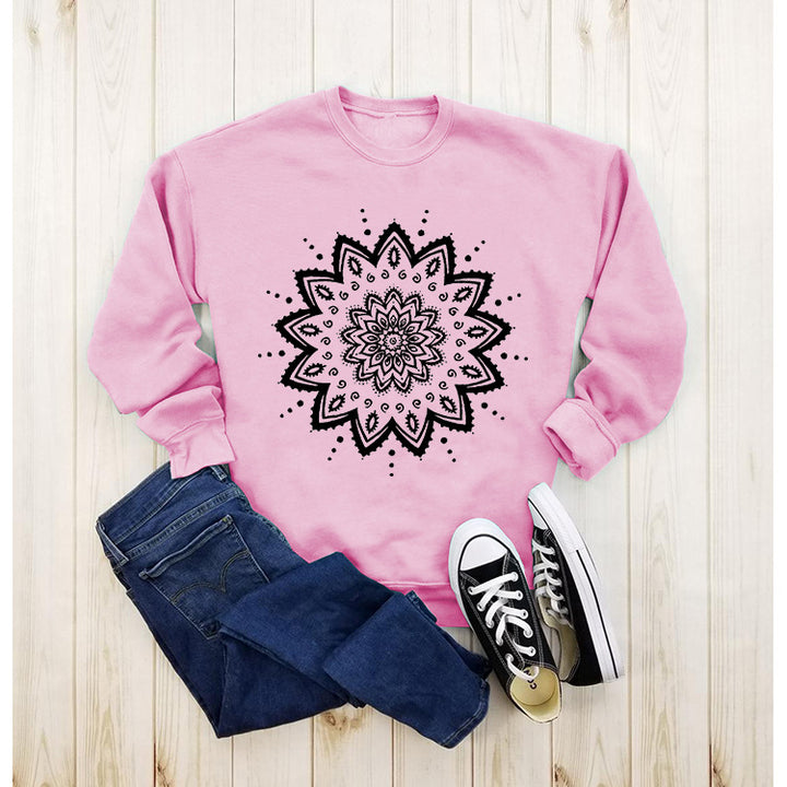 Damen Sweatshirt mit kreativem Mandala-Design und lässigem Schnitt Drune