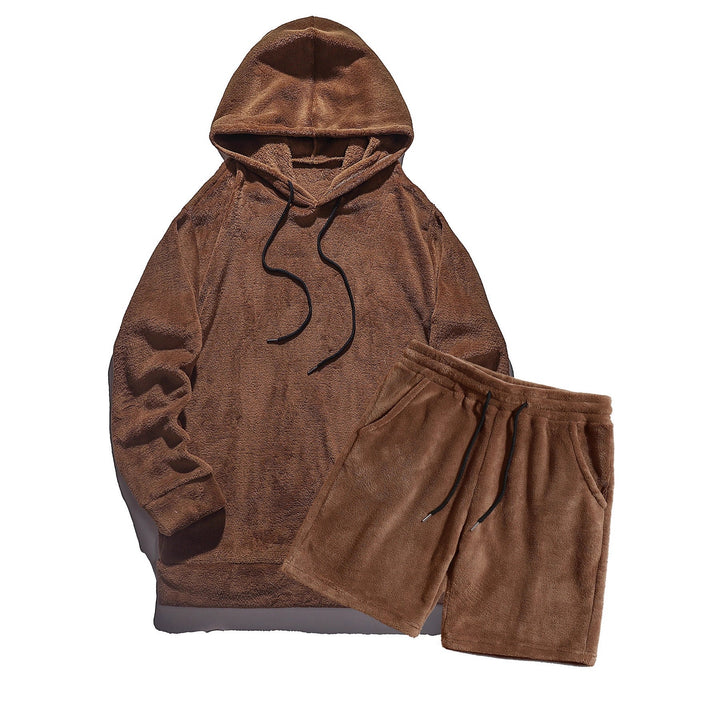 Herren Kuscheliges Hoodie-Shorts-Set Drune