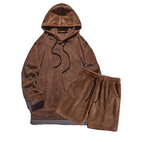 Herren Kuscheliges Hoodie-Shorts-Set Drune