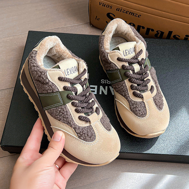 Damen Komfortable Sneaker mit flauschigem Obermaterial und stabiler Sohle Drune