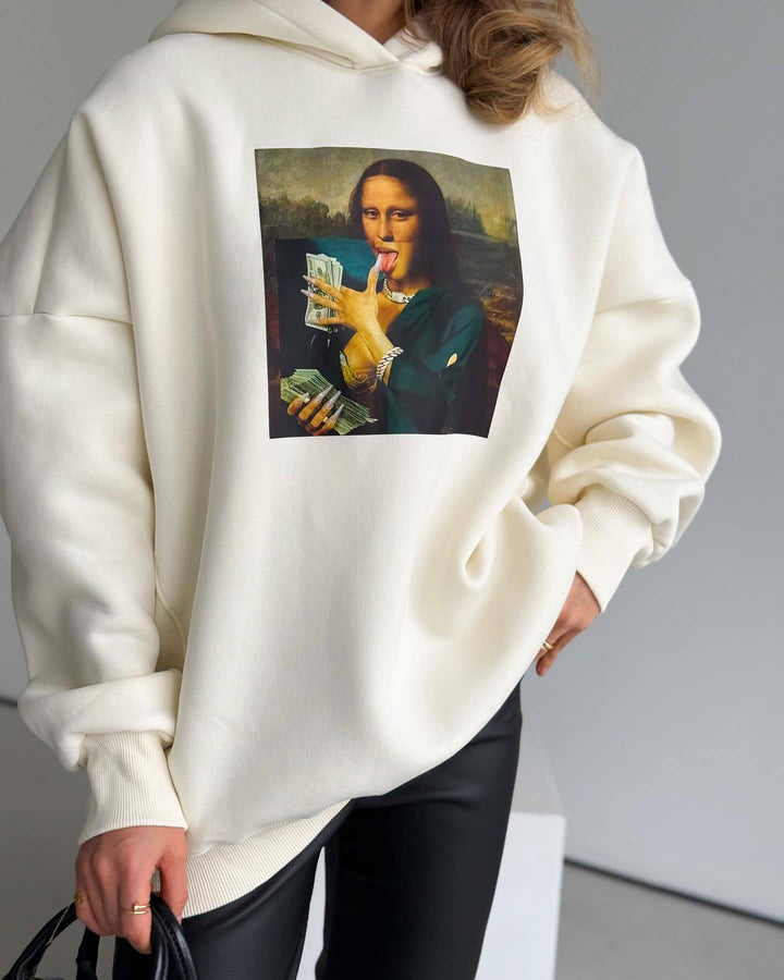 Damen Oversized Hoodie mit kreativem Kunstmotiv Drune
