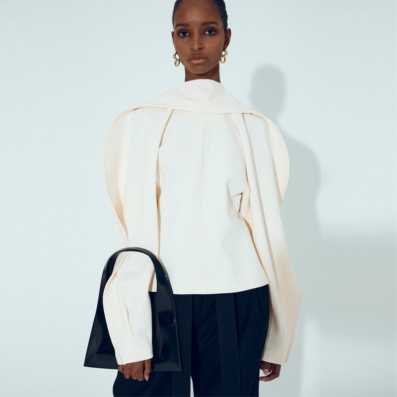 Damen elegante Oversize-Jacke mit hohem Kragen und modernen Details Drune