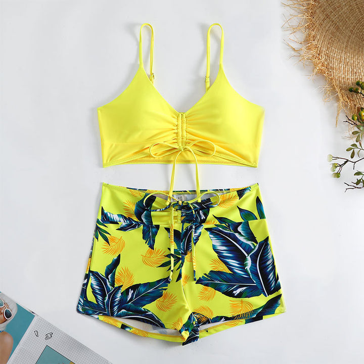 Damen Bikini-Set mit verstellbarem Oberteil und Blumenmuster Drune