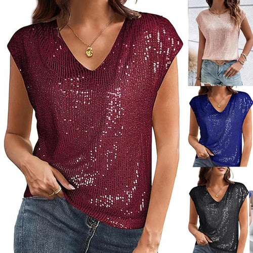 Damen Glamouröses Paillettenshirt Drune