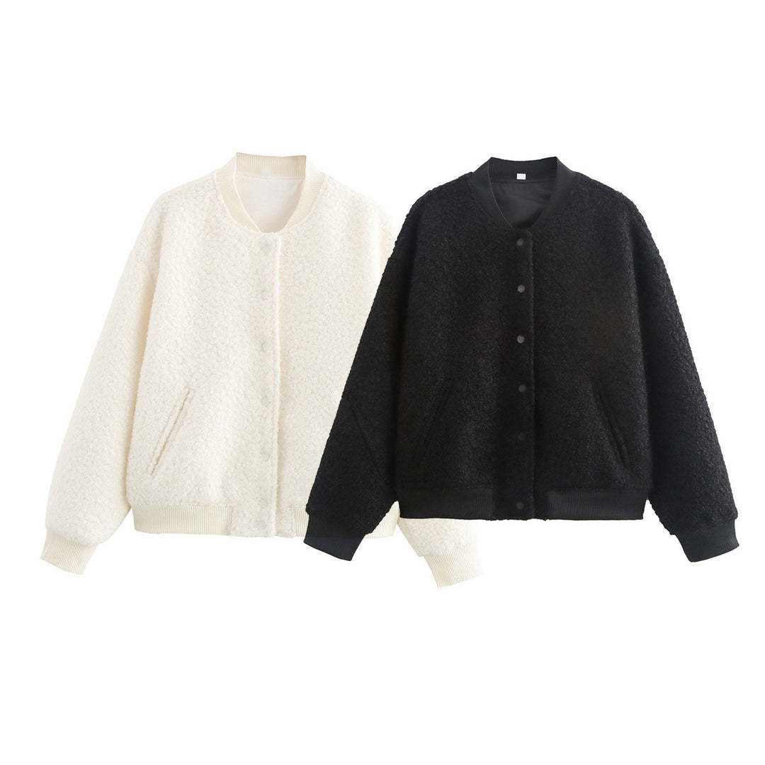 Damen Oversized Fleecejacke mit Knopfverschluss und Seitentaschen Drune
