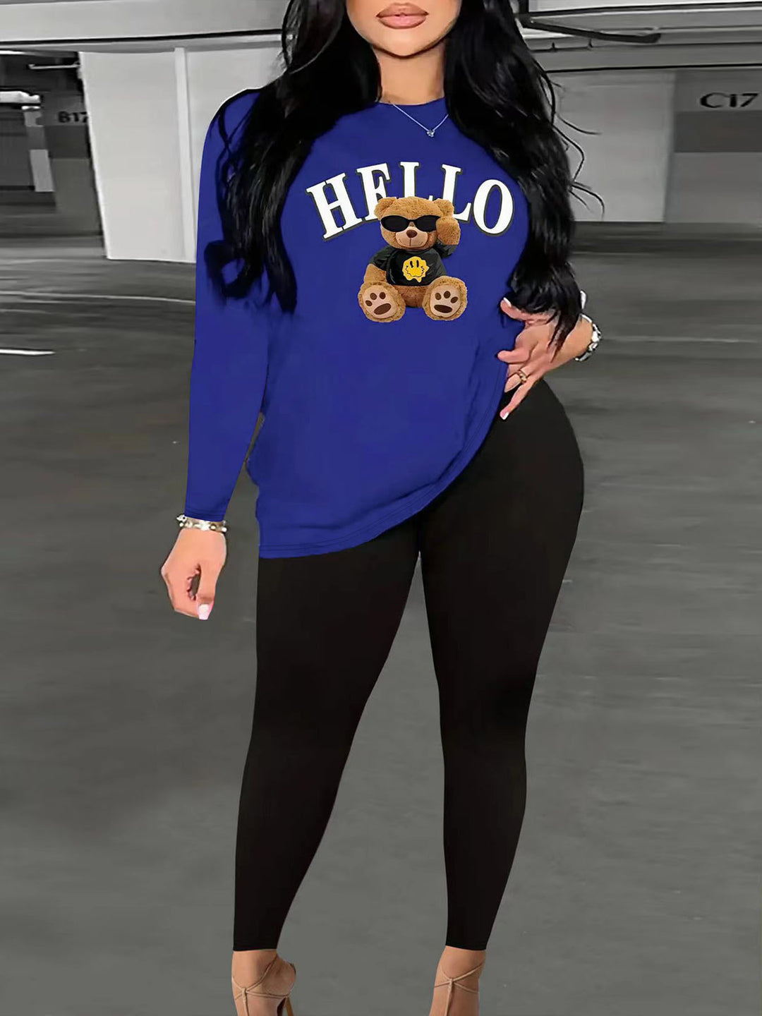 Damen Lässiges Sweatshirt mit originellem Bärenmotiv Drune